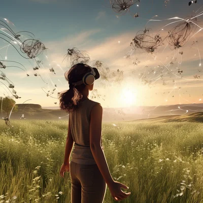 Virtual Reality AI Training Subject A person wearing