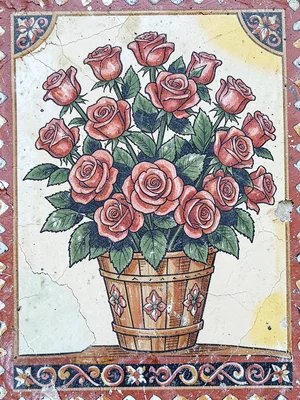 Sgraffito rose basket