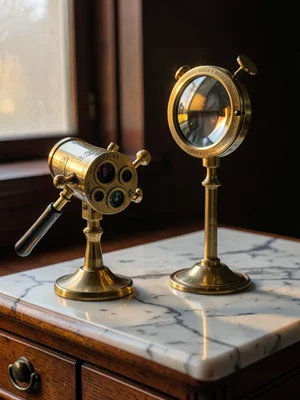 Magnifying Loupe on Brass Articulated Stand