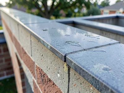 Parapet coping showing water management