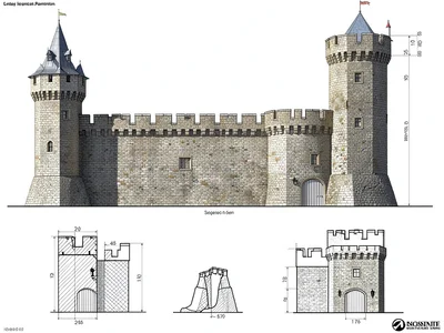 Medieval castle elevation drawing
