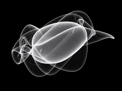 Air current visualization around aerodynamic shape