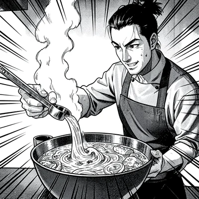 Dramatic ramen preparation