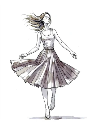 Figure mid-spin pleated skirt