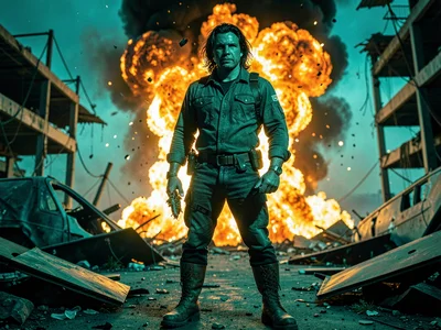 Explosion aftermath hero standing