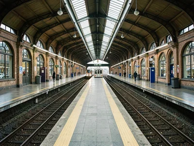 Train station platform centered