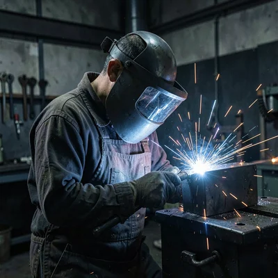 Through Sheffield steel vision, forged metal consciousness, A welder at work, vi