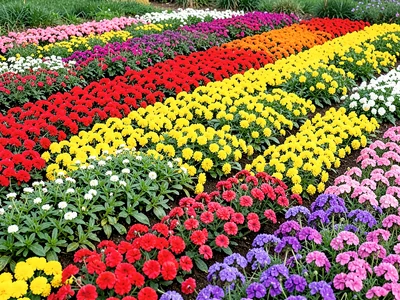 Natural flower color gradient beds