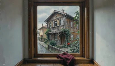 Oil painting of an interior, muted palette, the tradition of Northern European i