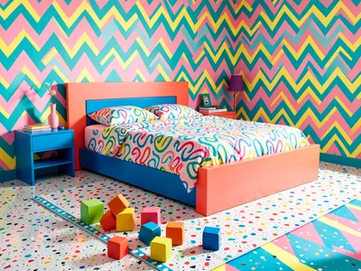 Memphis Children Bedroom Pattern-on-Pattern