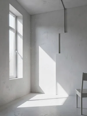 Shadow Climbing Bare White Room