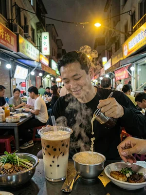Bubble tea being made