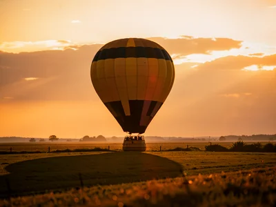 Hot air balloon at golden hour