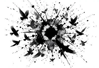 Birds explosion splatter