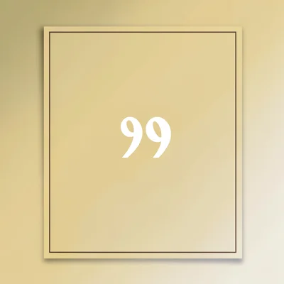 Quote card with a single oversized quotation glyph on mustard, hairline border
