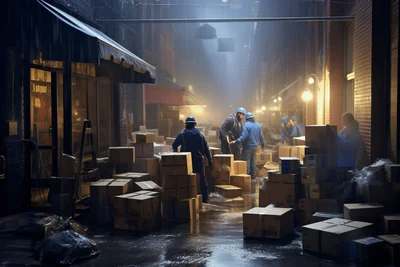 Gregory crewdson photo of amazon delivery workers
