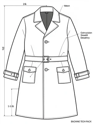 Coat flat welt pockets belt