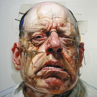 Painting portrait by Jenny Saville. homer simpson