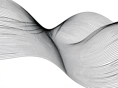 An ocean wave implied by horizontal flow lines that curve and compress at the wa