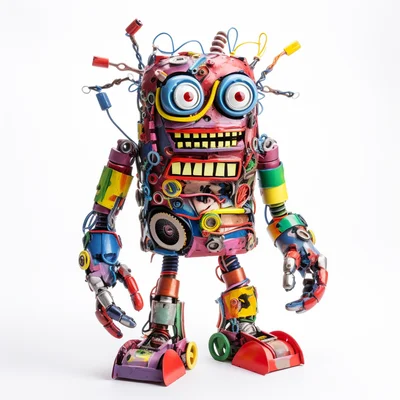 3D plastilina robot with a Frankenstein-like process