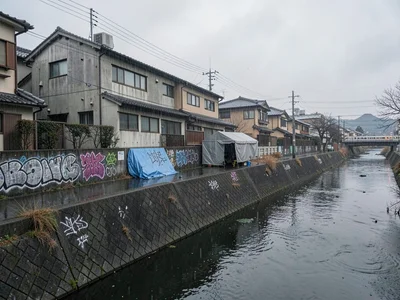 Kamo River retaining wall