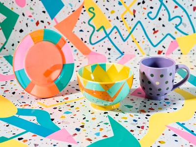 Clashing Geometric Tableware Set