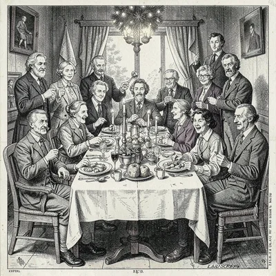 A Christmas dinner with many generations