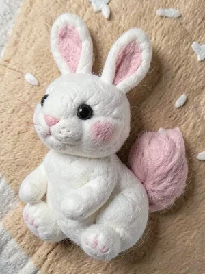 White bunny with pink ears
