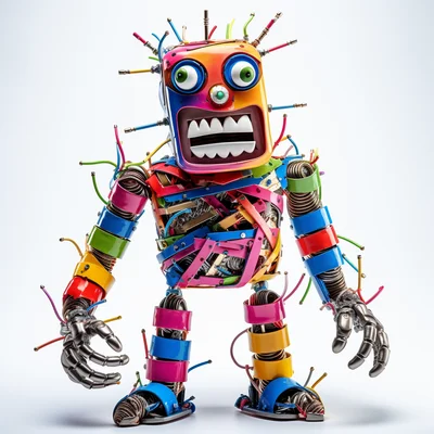 3D plastilina robot with a Frankenstein-like process