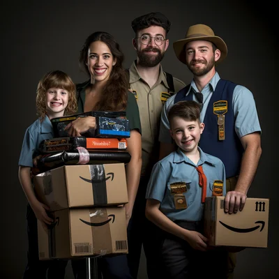 Akward family photo delivery worker family amazon
