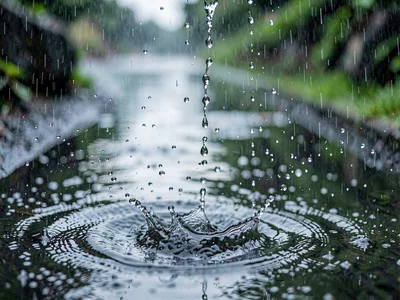 Rain ending showing last drops falling