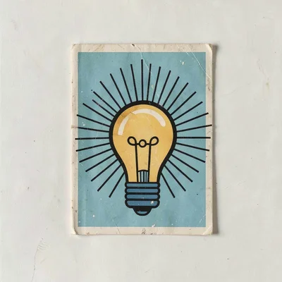 Czech matchbox label illustration, a light bulb with radiating lines , vintage E