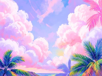 Soft pastel clouds in pink and lavender, dreamy cotton candy sky background