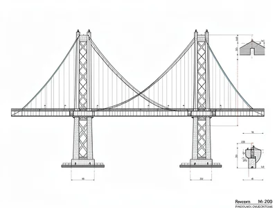 Suspension bridge elevation drawing