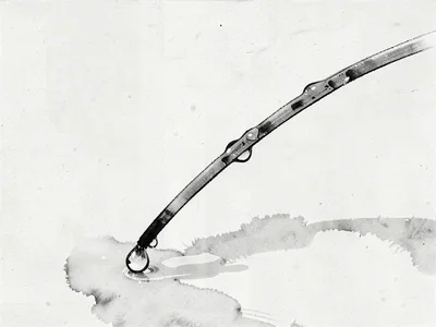 Grass blade bent by water drop weight