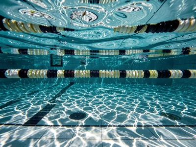 Pool lane markers through caustic