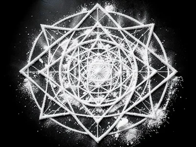 Chladni pattern in salt showing complex geometric mandala