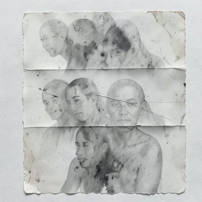 Multiple ghost pulls overlaid, each successive pull fainter, creating layered pa