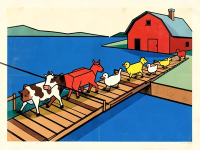 Farm Animal Parade Across the Bridge