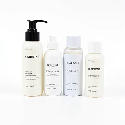 Skincare bottles arrangement