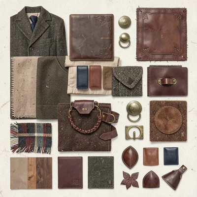 Heritage tweed leather brass