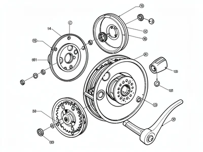 Fishing reel exploded view