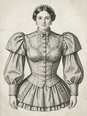 Gibson Girl blouse high collar