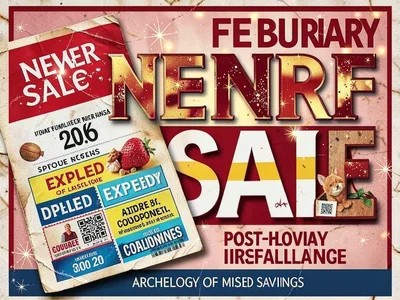 New Year sale flyer in February, the seasonal lag, post-holiday irrelevance