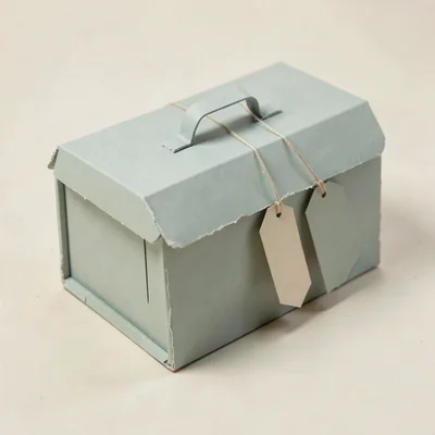 Papercraft onboarding illustration of a layered paper suitcase with paper tags h