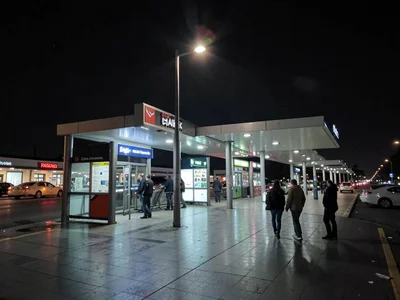 Bus station at midnight