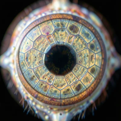Compound eye surface, hexagonal ommatidial array of an insect eye at extreme mag