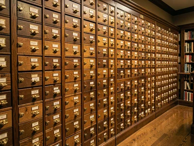 Floor-to-Ceiling Card Catalog Wall