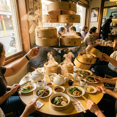 Full Yum Cha Table Spread from Above
