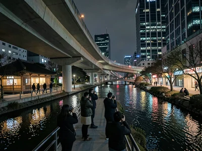Cheonggyecheon stream at night